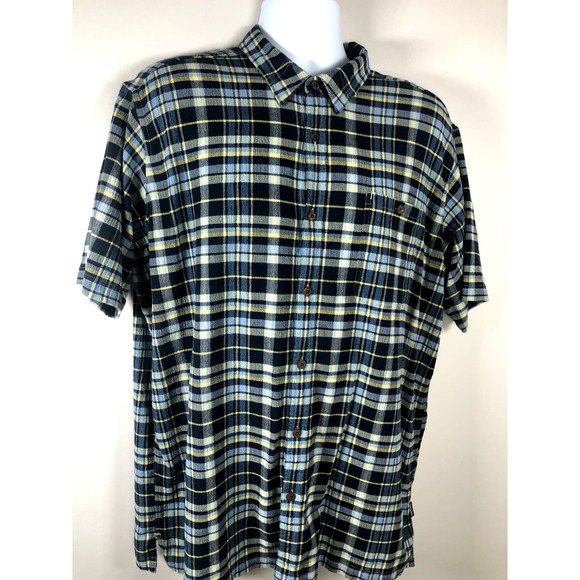 Patagonia Men's Short Sleeve Button Down Shirt Size XL Organic Cotton Blue Plaid - Picture 6 of 15